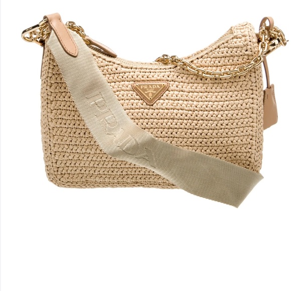 Prada Raffia Re-edition Gold Crossbody Bag - Picture 2 of 16